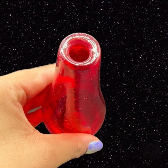 Studio Art Glass Red Controlled Bubble Small Bud Vase 5”T 1”W - Picture 2 of 9